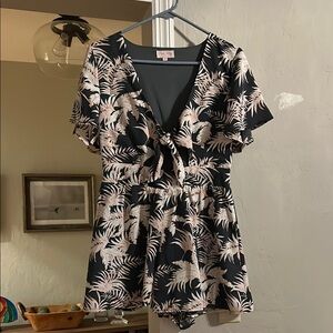 Leaf Print Romper